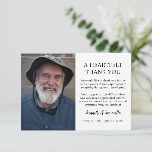 クラシック葬式のハートフェルト写真 サンキューカード (スタンド正面)