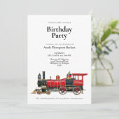 クラシック蒸気機関車の誕生日パーティー招待状 招待状 (スタンド正面)