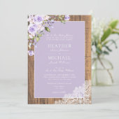 クラシック薄紫ラベ素朴ンウッドレース結婚ズ 招待状 (スタンド正面)