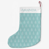 クラシック薄青緑と白のクリスマス スモールクリスマスストッキング (裏面)