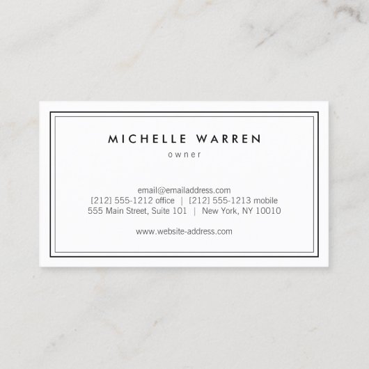 クラシック薬ホリスティック剤ホワイト 名刺 (裏面)