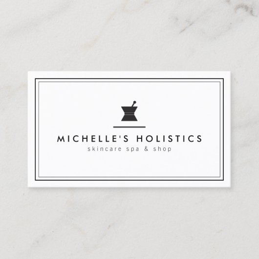 クラシック薬ホリスティック剤ホワイト 名刺 (正面)