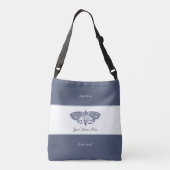 クラシック蝶の昆虫あなたの名前を追加ダークグレー クロスボディバッグ (裏面)