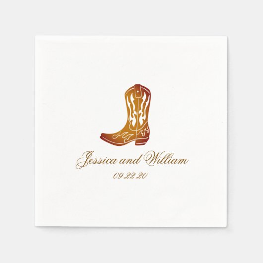 クラシック西ダークブラウン結婚ズ スタンダードカクテルナプキン (正面)