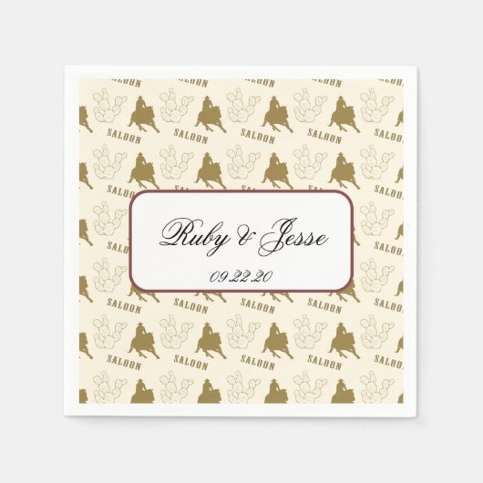 クラシック西デザートブラウン結婚ズ スタンダードカクテルナプキン (正面)