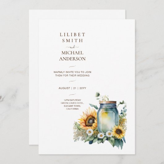 クラシック誕生日結婚ベビーシャワー退職後 招待状 (正面/裏面)