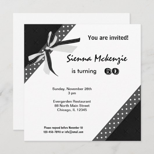 クラシック誕生日 招待状 (正面/裏面)