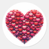 クラシック赤いハートラブシンボル ラウンドシール (正面)