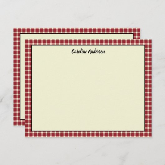クラシック赤い格子模様 ノートカード (正面/裏面)