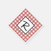 クラシック赤と白ジンガムBBQピクニックパーティー スタンダードカクテルナプキン (角)