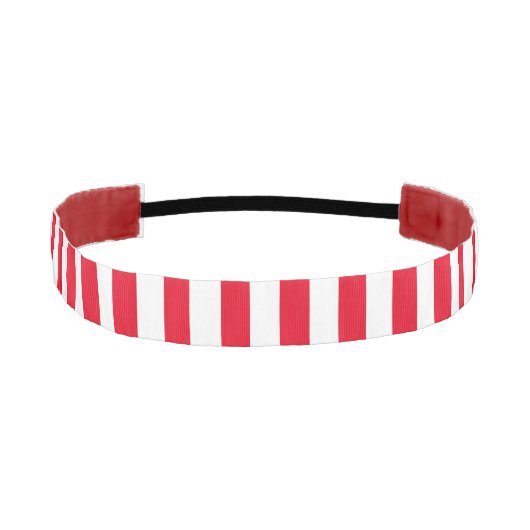クラシック赤と白ストライプの アスレチックヘッドバンド (正面)
