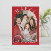 クラシック赤と白ハッピーバレンタインの家族の写真 シーズンカード (スタンド正面)