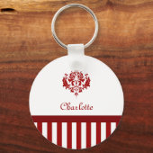 クラシック赤と白名と名ストライプ前の キーホルダー (正面)