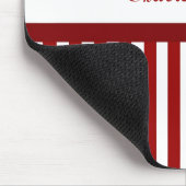 クラシック赤と白名と名ストライプ前の マウスパッド (コーナー)