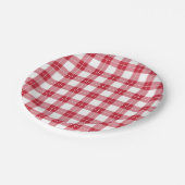クラシック赤と白格子模様 ペーパープレート (アングル)