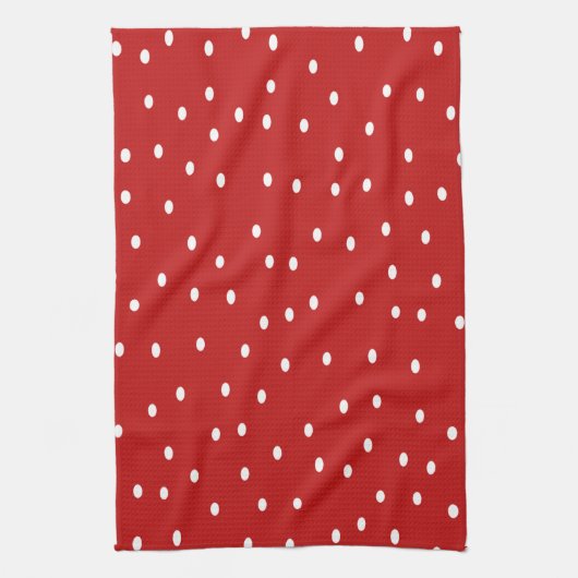 クラシック赤と白水玉模様 キッチンタオル (縦)