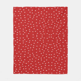 クラシック赤と白水玉模様 フリースブランケット