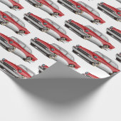 クラシック赤と白自動車 ラッピングペーパー (角)