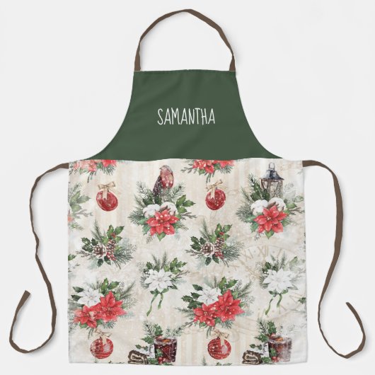 クラシック赤と白花 エプロン (正面)