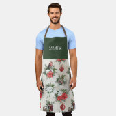 クラシック赤と白花 エプロン (着用した状態)