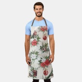 クラシック赤と白花 エプロン (着用した状態)