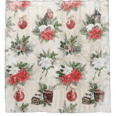 クラシック赤と白花 シャワーカーテン (正面)