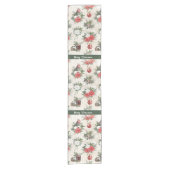 クラシック赤と白花 ショートテーブルランナー (正面)