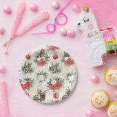 クラシック赤と白花 ペーパープレート (パーティー)