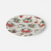 クラシック赤と白花 ペーパープレート (アングル)