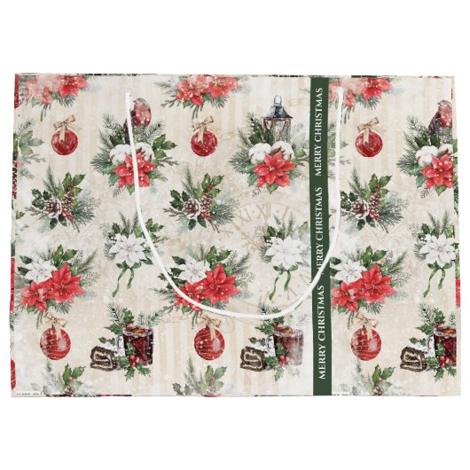 クラシック赤と白花 ラージペーパーバッグ (裏面)