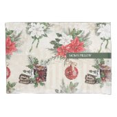 クラシック赤と白花 枕カバー (正面左)