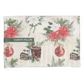 クラシック赤と白花 枕カバー (正面右)