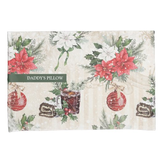 クラシック赤と白花 枕カバー (正面右)