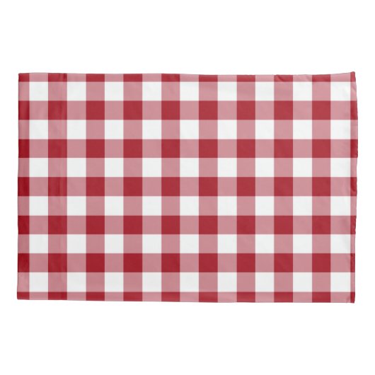 クラシック赤と白Gingham Pattern 枕カバー (裏面-左)