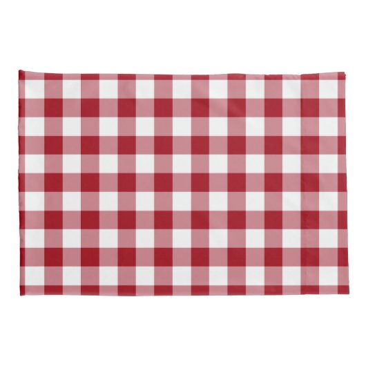 クラシック赤と白Gingham Pattern 枕カバー (裏面-右)