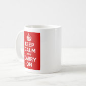 クラシック赤と白Keep Calm and Carry On コーヒーマグカップ (正面左)