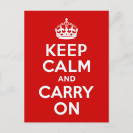 クラシック赤と白Keep Calm and Carry On ポストカード
