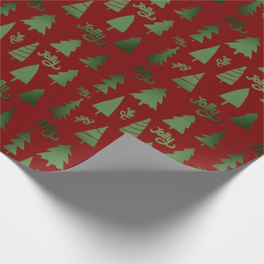 クラシック赤と緑のクリスマスツリーのパタすてきーン ラッピングペーパー (角)