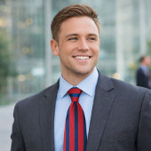 クラシック赤と青ストライプの ネクタイ