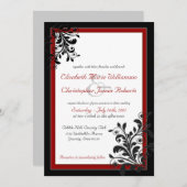 クラシック赤エレガント結婚式招待状 招待状 (正面/裏面)