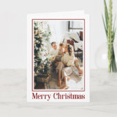 クラシック赤エレガント2写真家族メリークリスマス シーズンカード (正面)