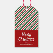 クラシック赤ストライプメリークリスマス ギフトタグ (正面)