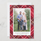 クラシック赤タータンチェックプレイドホリデーフォトカード シーズンカード (正面)