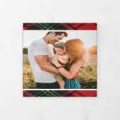 クラシック赤タータンチェック数々の – 写真折り畳みホリデーカード 三つ折り招待状 (カバー)