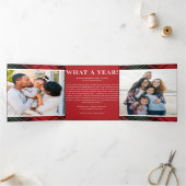 クラシック赤タータンチェック数々の – 写真折り畳みホリデーカード 三つ折り招待状 (内部)