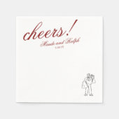 クラシック赤パーソナライズされた応援エレガント結婚ズ スタンダードカクテルナプキン (正面)