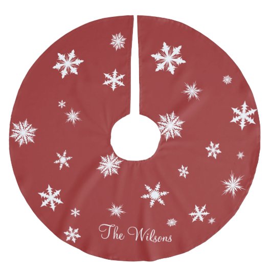 クラシック赤ファミリーツリースカート ブラッシュドポリエステルツリースカート (正面)