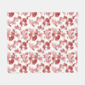 クラシック赤フランスのトイルディアパターン フリースブランケット (正面(横))