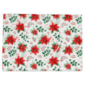 クラシック赤ポインセティアス水彩スタイル模様 ラージペーパーバッグ (裏面)