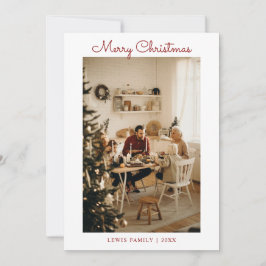 クラシック赤メリークリスマスファミリー5枚フォトカード シーズンカード